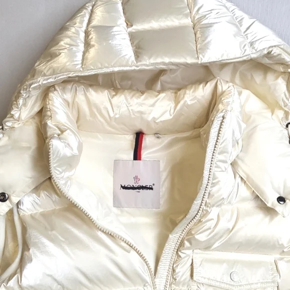NWT$1550 MONCLER Diotis Hooded Quilted Metallic Pearl Puffer Gilet Vest 1 Small - Picture 8 of 16